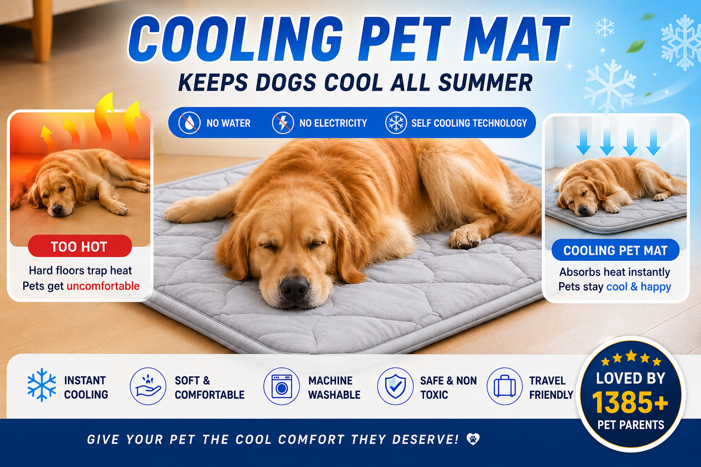 Cooling Pet Mat – Keeps Dogs Cool All Summer