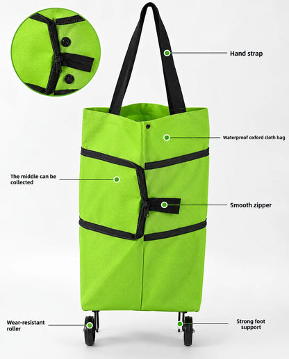 Foldable Rolling Shopping Bag – Expandable Grocery Tote with Wheels