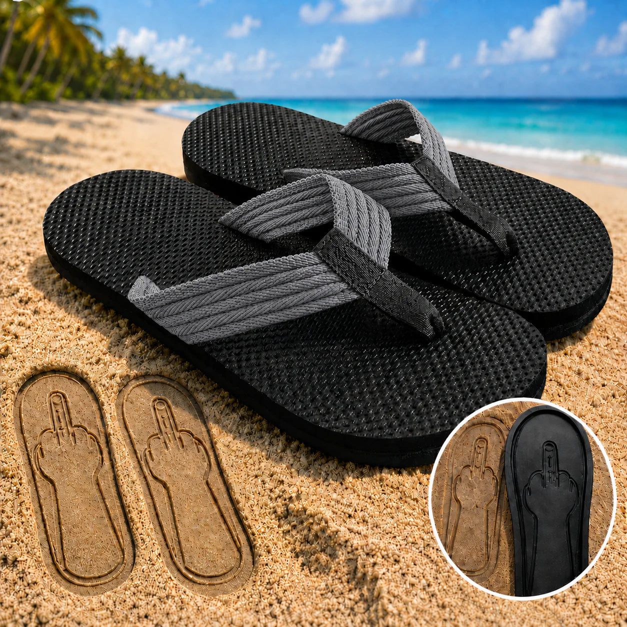 FlipOff™ Sand Print Flip Flops
