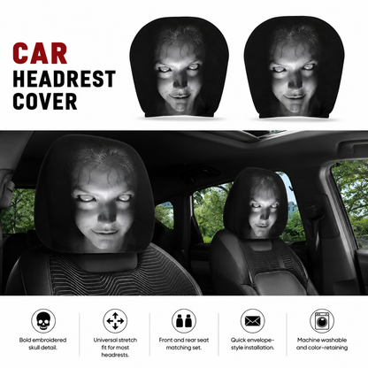 Horror Face Car Headrest Covers