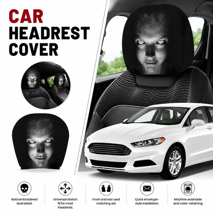 Horror Face Car Headrest Covers